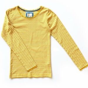 Mini Boden Yellow and White Striped Long Sleeve Tee